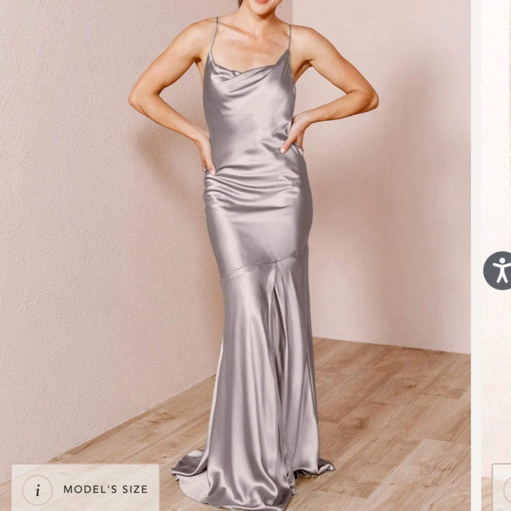 Revelry Kimora Satin Dress Taupe Size 2